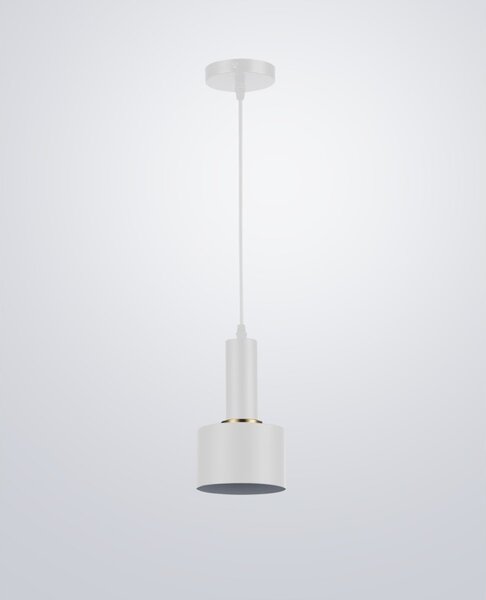 Lampa suspendata LED, maxim 60W, soclu E27, otel si aluminiu, alb