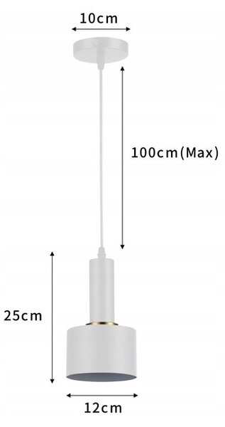 Lampa suspendata LED, maxim 60W, soclu E27, otel si aluminiu, alb