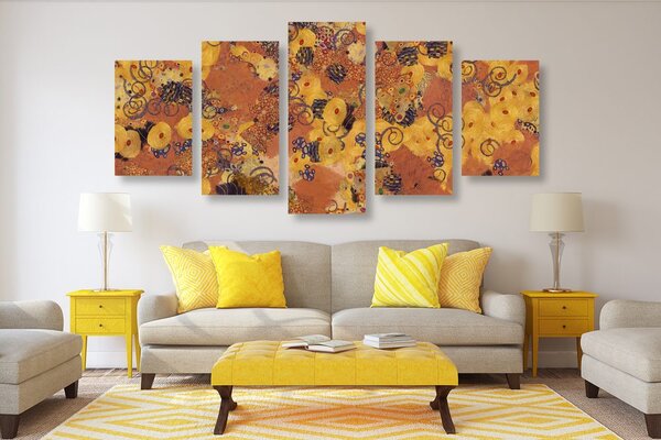 Tablou 5-piese abstract inspirat de G. Klimt