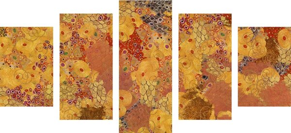 Tablou 5-piese abstract în stilul lui G. Klimt