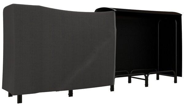 Outsunny Suport pentru Lemne din Metal cu Suport Reglabil, Geantă de Transport și Husă Impermeabilă, 240x36x99 cm, Negru | Aosom Romania