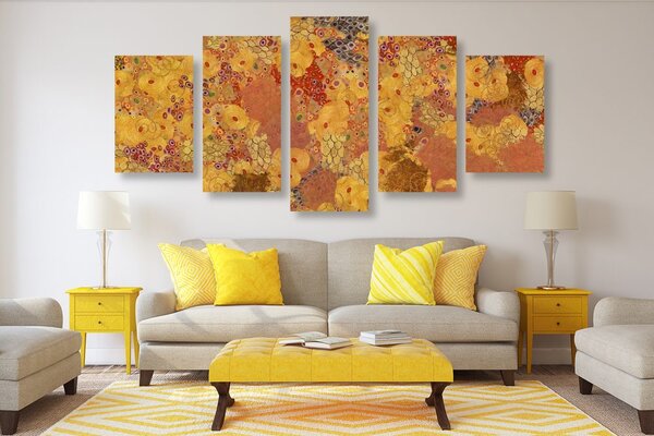 Tablou 5-piese abstract în stilul lui G. Klimt