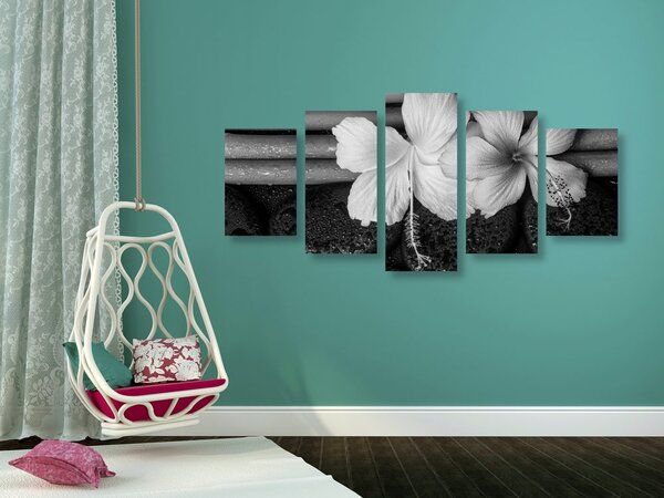 Tablou 5-piese wellness natura moartă în design alb-negru