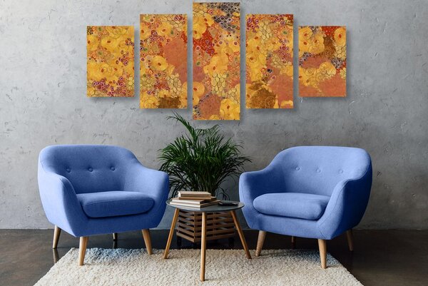 Tablou 5-piese abstract în stilul lui G. Klimt