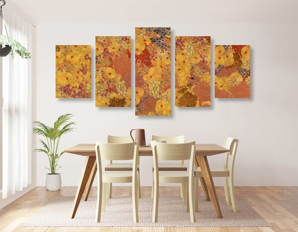 Tablou 5-piese abstract în stilul lui G. Klimt