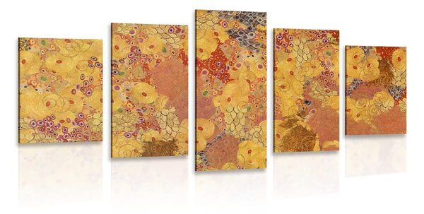 Tablou 5-piese abstract în stilul lui G. Klimt