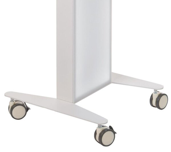 Carucior mobil pentru salon cosmetica, panou frontal iluminat LED, inaltime 83 cm, metal/plastic, alb