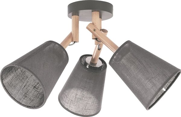 Plafoniera, Eurostil Light, Vaio, 42 x 42 x 31 cm, 3 x 60 W, E14, 220 V, metal/lemn/textil, gri