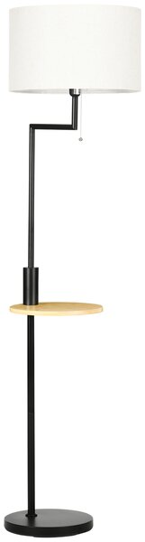 HOMCOM Lampă de Podea din Bambus cu Raft Integrat, Neagră și Bej | Aosom Romania