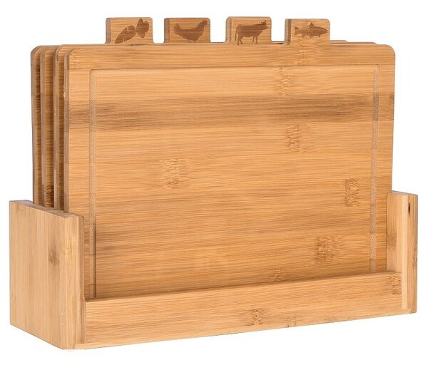 Set 4 tocatoare pentru 4 grupe de alimente, constructie din bambus, 28x18x0,9 cm