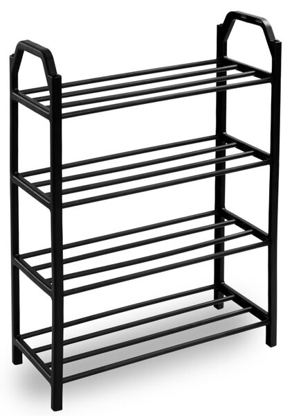 Raft incaltaminte, 4 niveluri, 8 perechi pantofi, otel si plastic, 64x50x18,5 cm