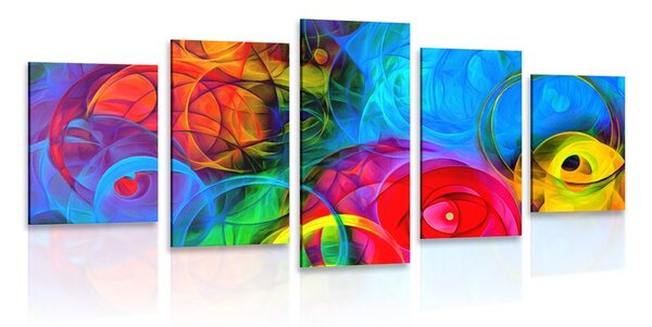 Tablou 5-piese abstract plin de culori
