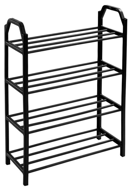 Raft incaltaminte, 4 niveluri, 8 perechi pantofi, otel si plastic, 64x50x18,5 cm