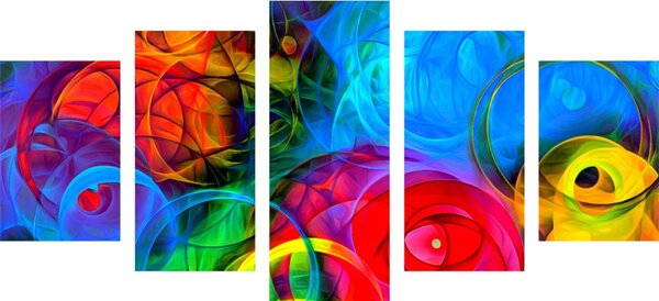 Tablou 5-piese abstract plin de culori