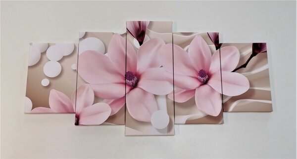 Tablou 5-piese magnolia pe un fundal abstract