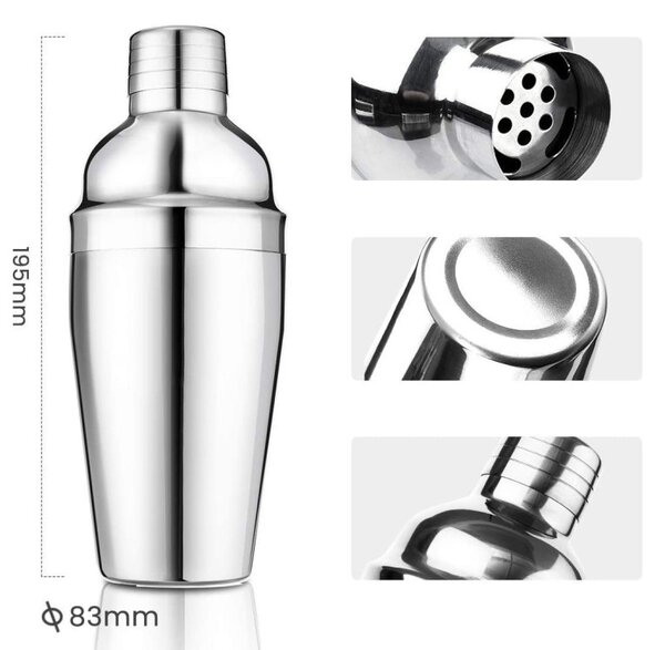 Kit complet barman, 18 piese pentru bar din otel inoxidabil
