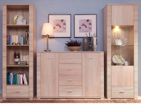 Vitrina GRAND tip 5, stejar sonoma, PAL laminat, 63x39x192 cm