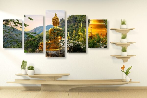 Tablou 5-piese vedere la Buddha de aur