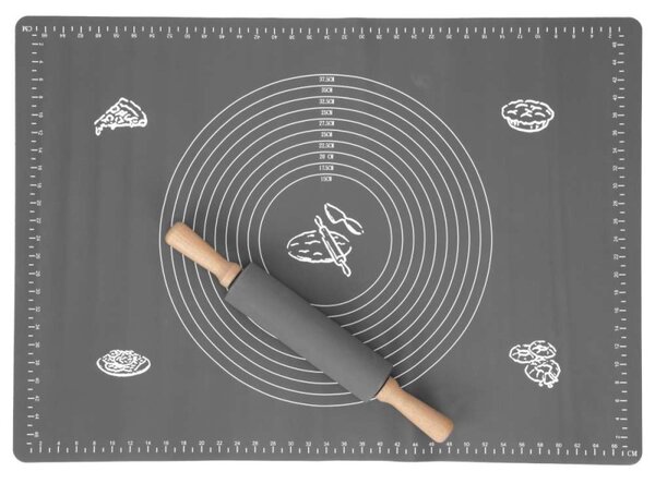 Set patiserie, sucitor si plansa din silicon pentru aluat, suprafata antiderapanta, 50x70 cm