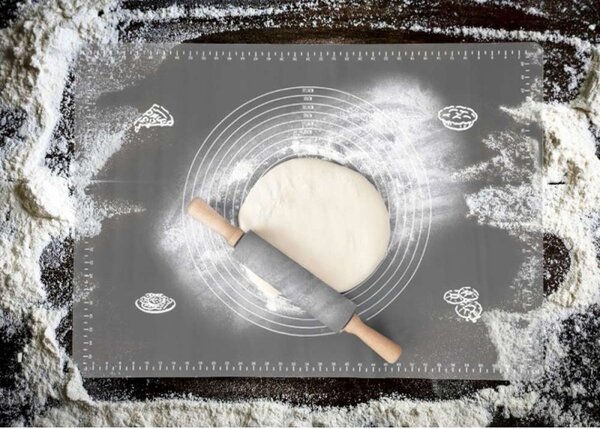 Set patiserie, sucitor si plansa din silicon pentru aluat, suprafata antiderapanta, 50x70 cm