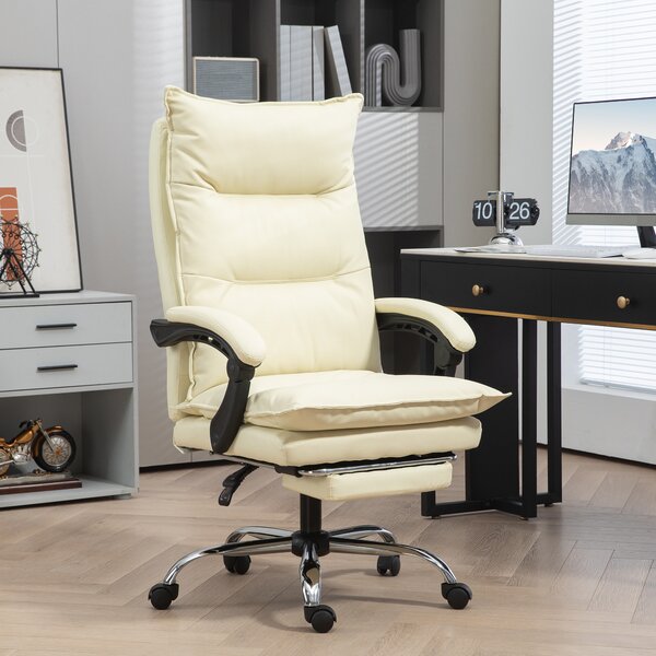 Vinsetto Fotoliu Birou Negru – Rabatabil, Suport Picioare & Ergonomic | Aosom Romania