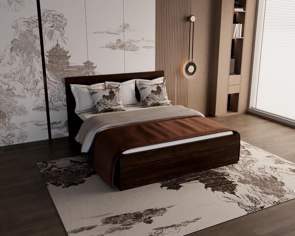 Pat matrimonial Elis, 180x200 cm, Wenge, Pal 18 mm