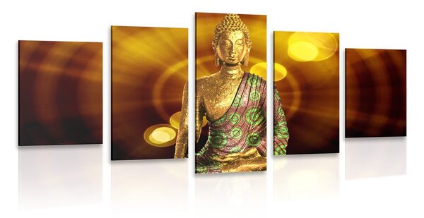 Tablou 5-piese statuie Buddha cu fundal abstract