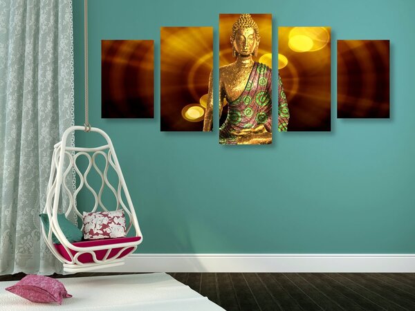 Tablou 5-piese statuie Buddha cu fundal abstract