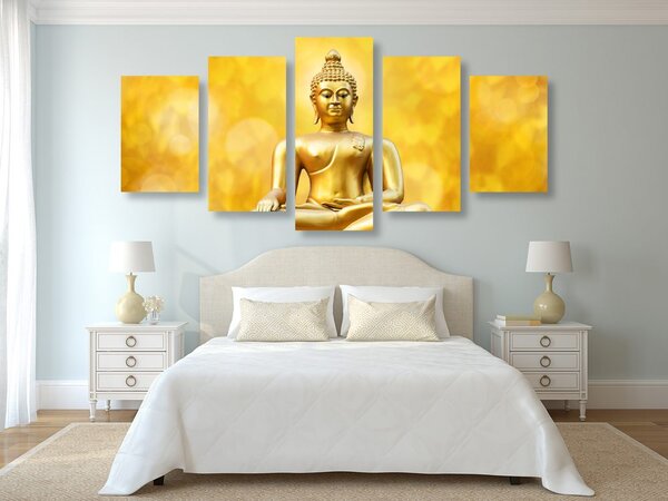 Tablou 5-piese statuie Budha de aur