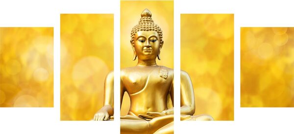 Tablou 5-piese statuie Budha de aur