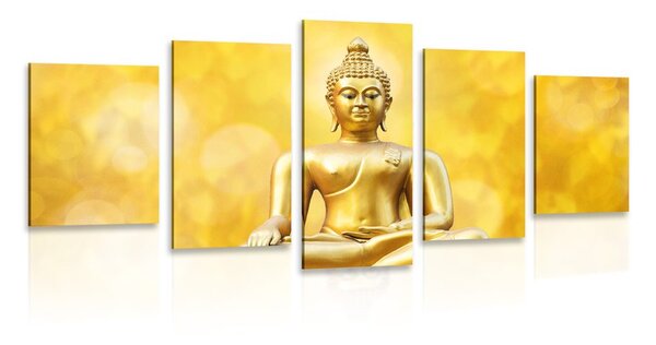 Tablou 5-piese statuie Budha de aur