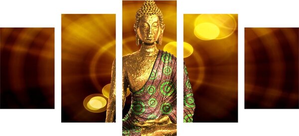 Tablou 5-piese statuie Buddha cu fundal abstract