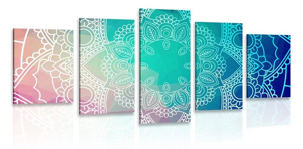 Tablou 5-piese Mandala pastelată