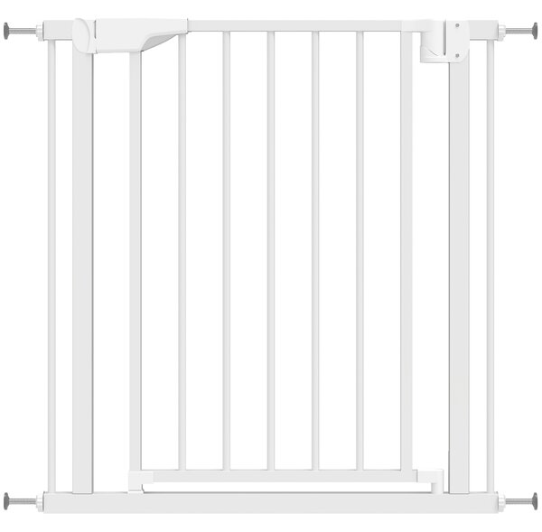 PawHut Poartă de Siguranță pentru Copii și Animale, Poartă pentru Câini cu Închidere Automată, Deschidere în Ambele Direcții, Montare prin Presiune, 76-82x76 cm, Alb | Aosom Romania