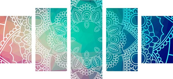 Tablou 5-piese Mandala pastelată
