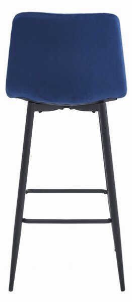 Scaun de bar POZZA VELVET cu picioare negre, albastru
