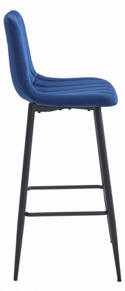 Scaun de bar POZZA VELVET cu picioare negre, albastru