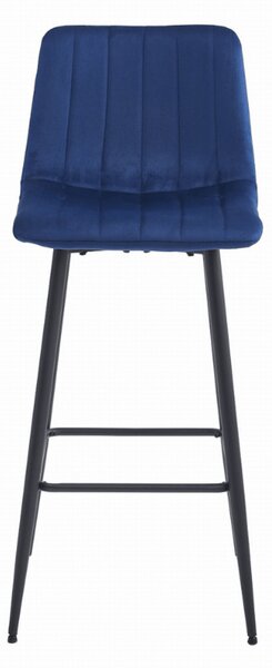 Scaun de bar POZZA VELVET cu picioare negre, albastru