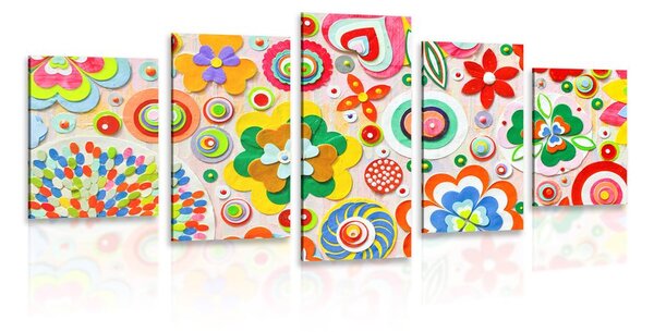 Tablou 5-piese abstract de flori