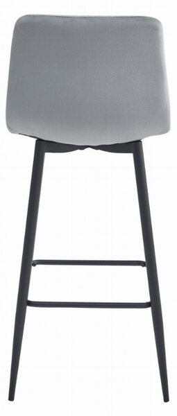 Scaun de bar POZZA VELVET cu picioare negre, gri deschis
