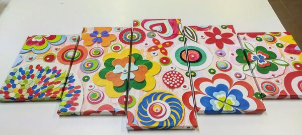Tablou 5-piese abstract de flori