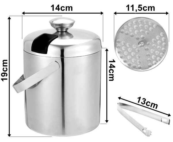 Frapiera si cleste gheata, capacitate 1.3 L, set din otel inoxidabil