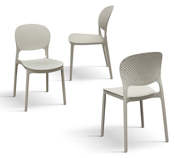Set 4 scaune PERLA -POLIPROPILENA-HORECA - BEJ TAUPE