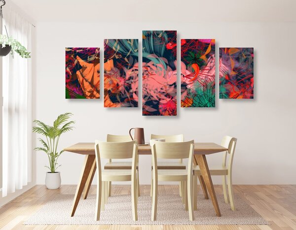 Tablou 5-piese flori abstracte