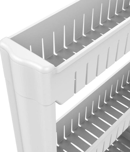 Raft universal mobil, design modular, 5 polite, inaltime 132 cm, alb