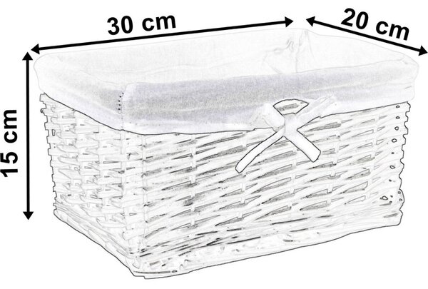 Cos din rachita pentru cosmetice sau alte accesorii, tesut manual, captuseala gri, 15x20x30 cm