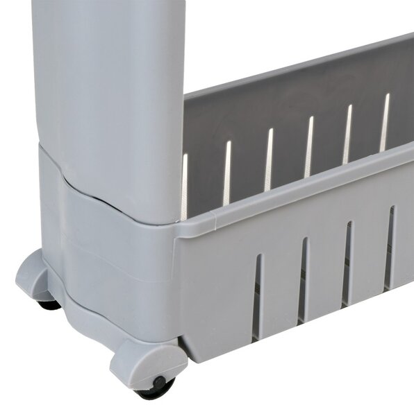 Raft depozitare, 3 polite, baie/bucatarie, roti, design modular, gri