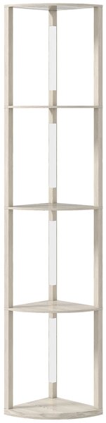 HOMCOM Lampadar Podea LED, 4 Rafturi, Lumină Reglabilă 3000K, MDF, 41x29,5x163,5 cm, Stejar | Aosom Romania