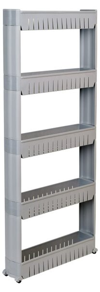 Raft modular universal, 5 polite depozitare, cu roti, 132x54x12,5 cm