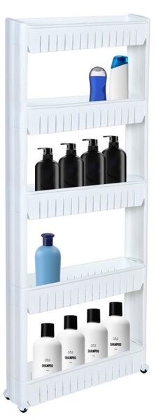 Raft universal mobil, design modular, 5 polite, inaltime 132 cm, alb